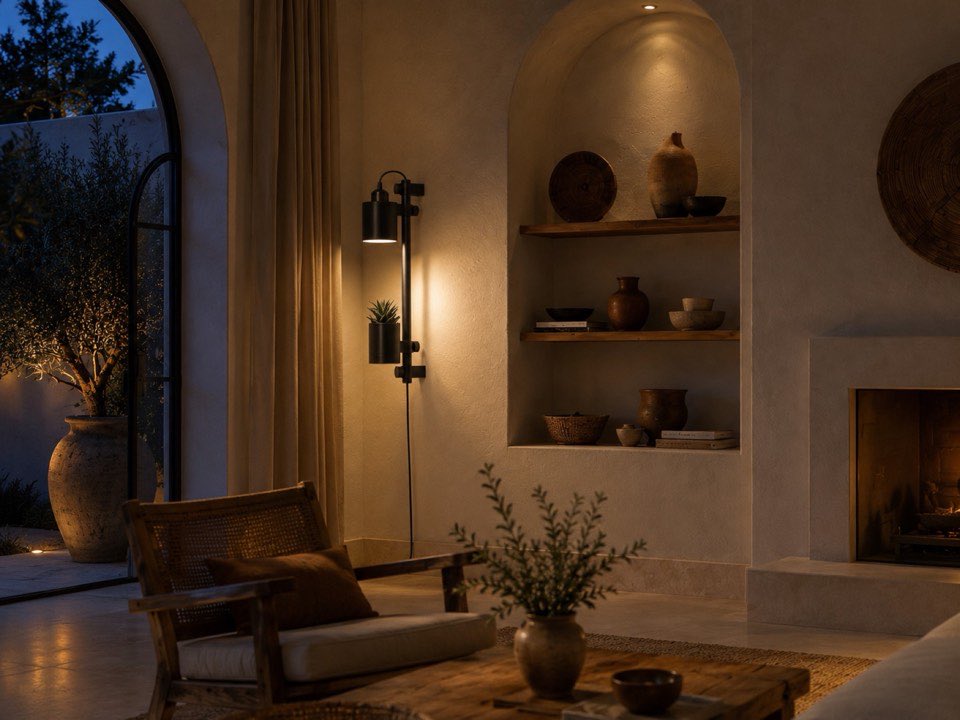 Modular Wall Light in a warm sunlit living space