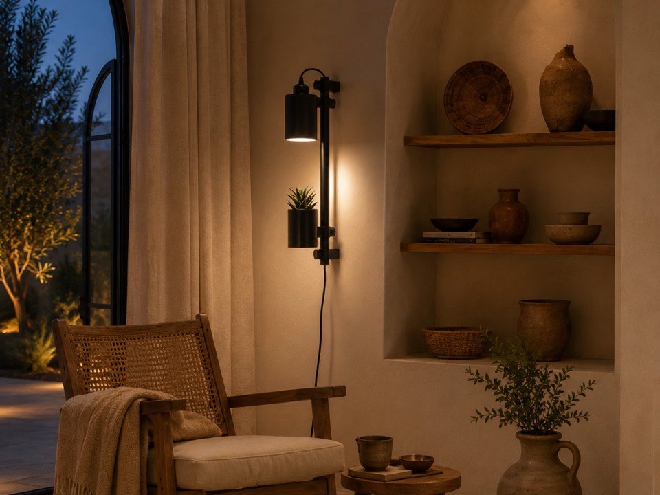 Modular Wall Light in a moody Mediterranean interior